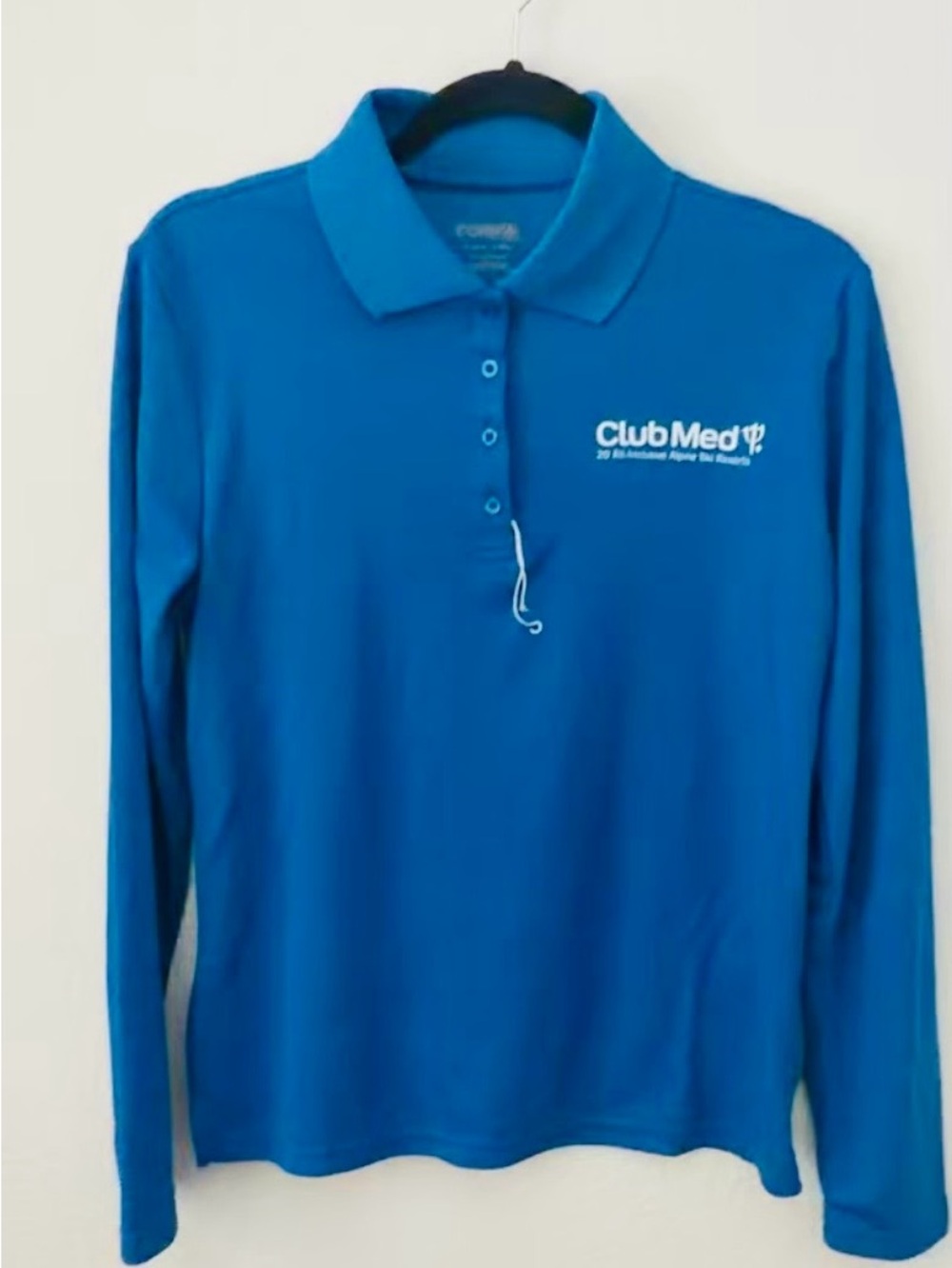 Core 365 Women's Medium Polo Blue Long Sleeve Club Med Alpine Ski Resort Wear